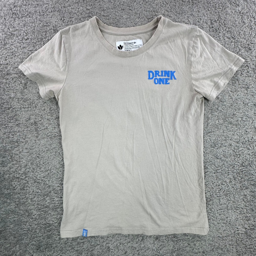 Dutch Bros Coffee Drink One For Dane ALS Graphic Tee Tan Small Womens Shirt